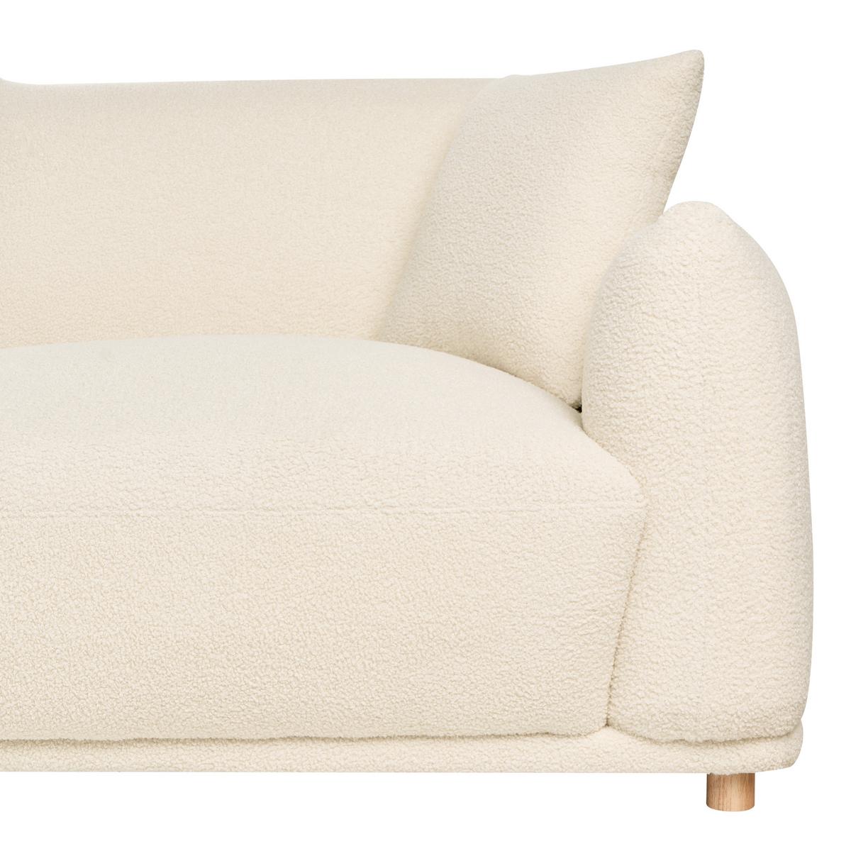 3-SITZER-SOFA Bouclé Cremeweiß Jubek - Creme, Textil (214/81/104cm) - Beliani