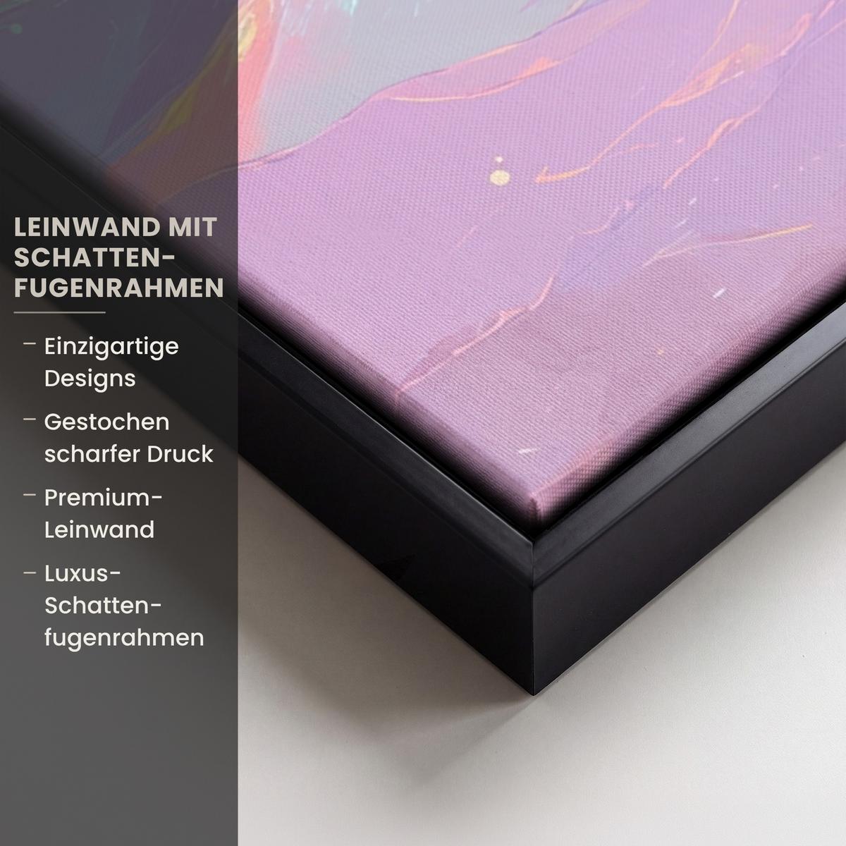 LEINWAND Bilder mit Rahmen - Berggipfel - Wolken - Verträumt - 50x50 - Hellrosa, Textil (50/50cm) - MuchoWow