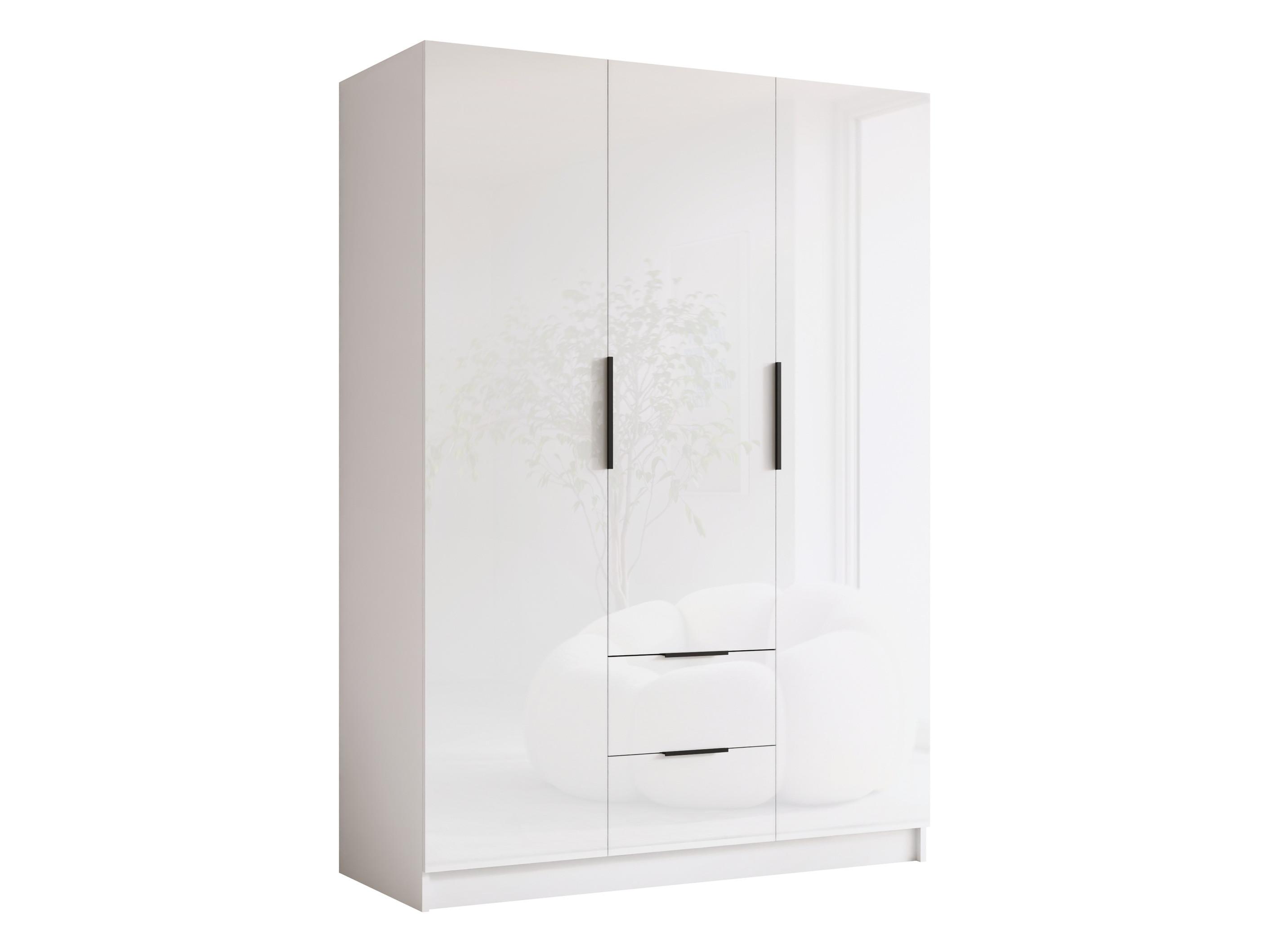 KLEIDERSCHRANK Calwi I Gloss - Weiß Hochglanz/Schwarz, Holzwerkstoff/Kunststoff (150/216/60cm) - MIRJAN24