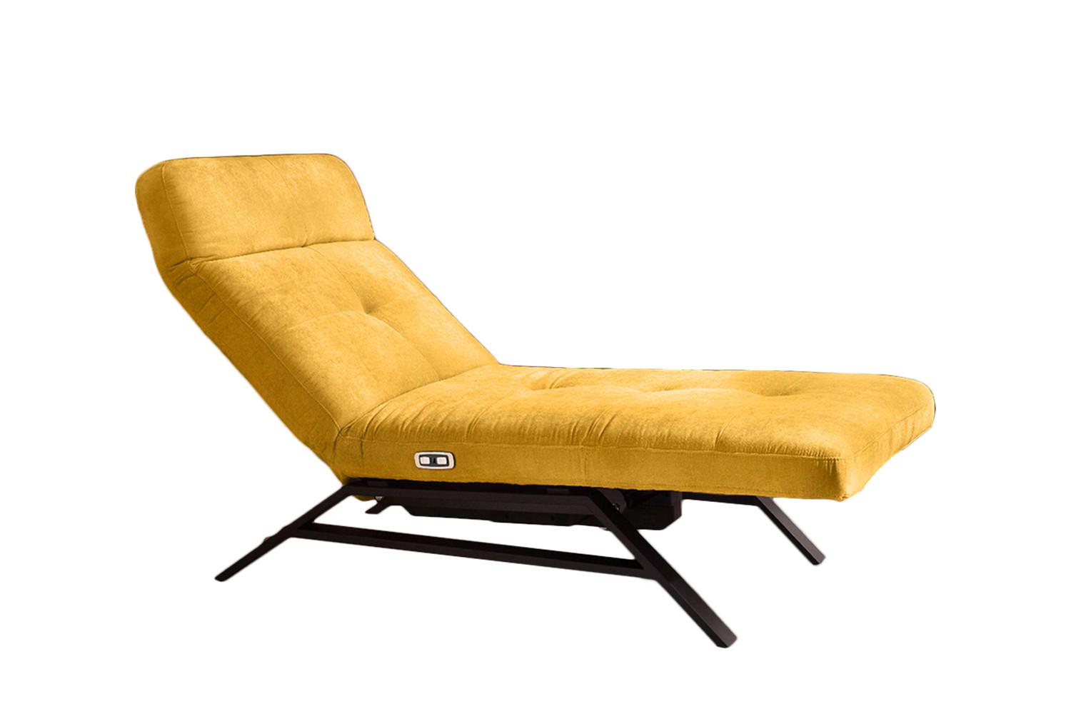 LIEGE MIT MOTORISCHER RELAXFUNKTION AMERIVA Gelb Velvet Relaxfunktion - Currygelb/Schwarz, Textil (80/110/158cm) - KAWOLA