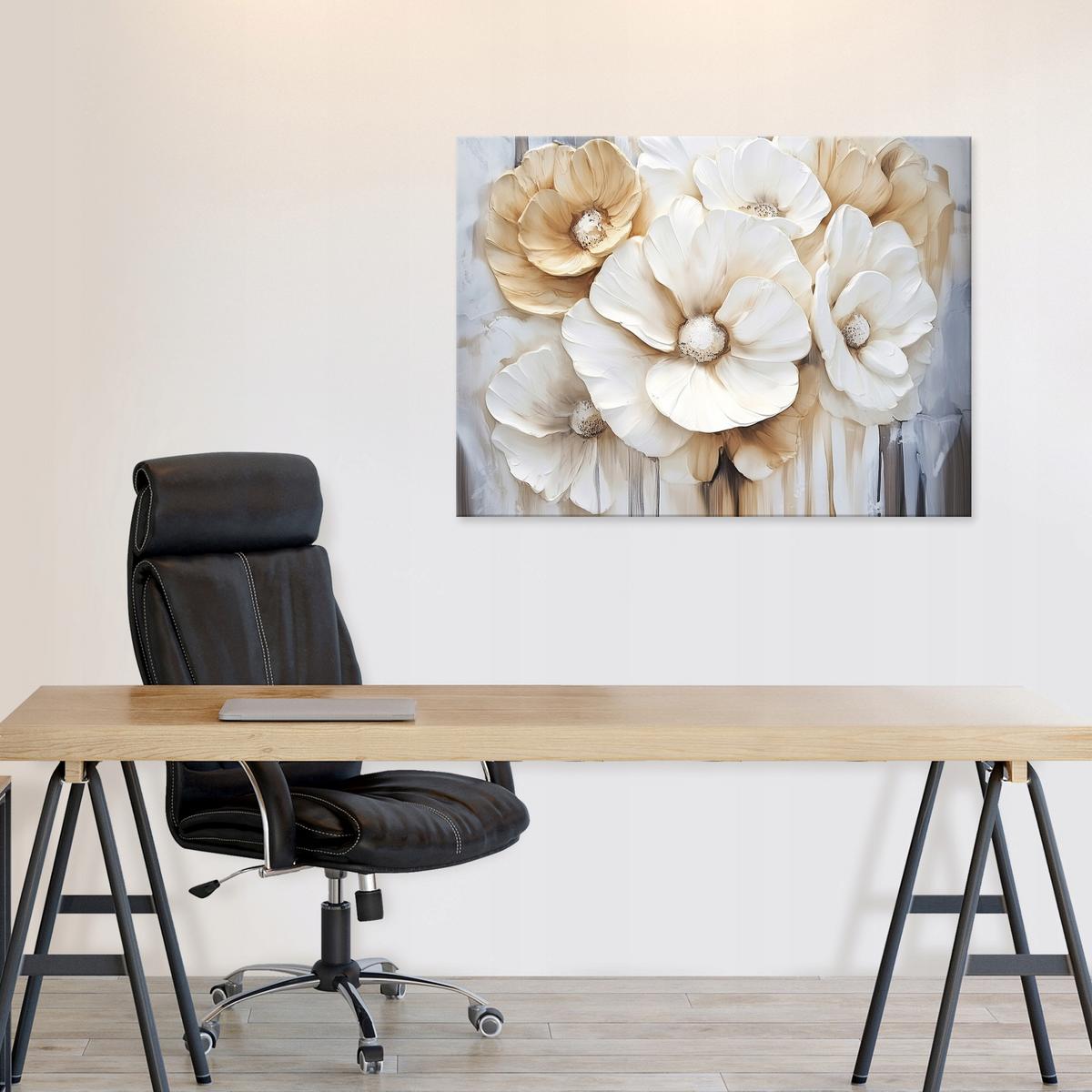 BILDER Abstrakt Blumen Gold Wohnzimmer 120x80 - Multicolor, Holzwerkstoff (120/80cm) - Wallarena