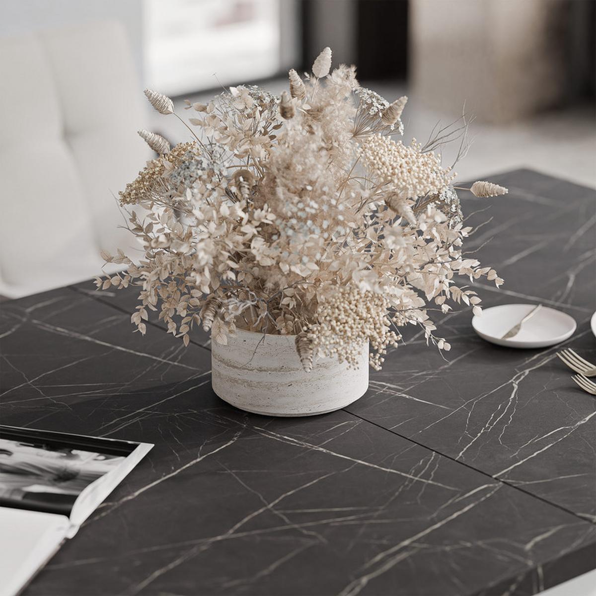 AUSZIEHTISCH XANDRO 160/90/76 cm mit Metallgestell, Schwarz / Grigia Pietra - Schwarz/Grau, Holzwerkstoff/Metall (90/160/76cm) - Idohome