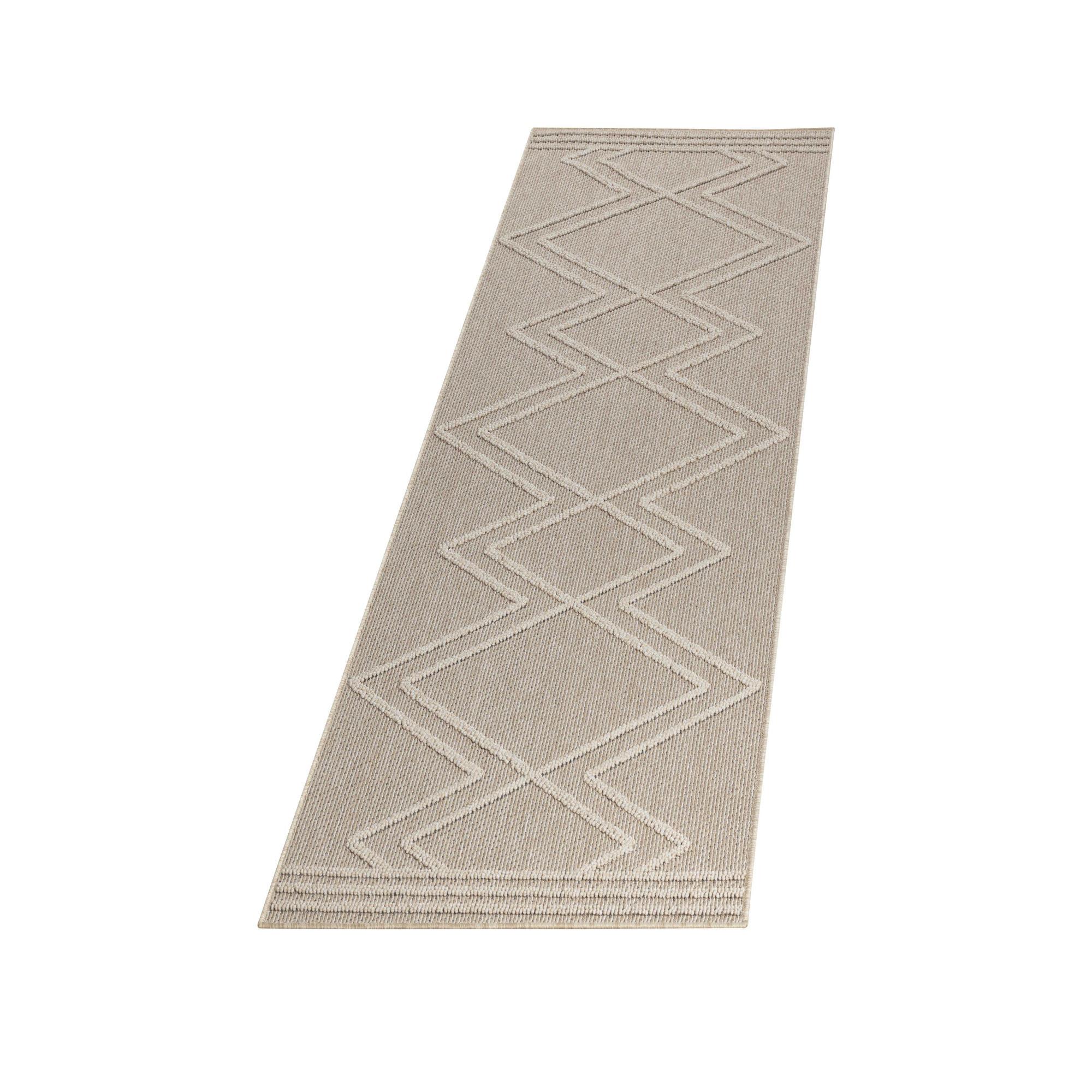 TEPPICH Outdoor IMST in Beige, im Boho-Stil, aus Polypropylen, 80 x 250 cm - Beige, Textil (80/250cm) - KADIMA DESIGN