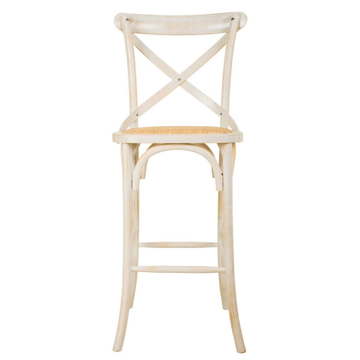 HOCKER aus Holz und Rattan, weiß, 45x53x75cm - Weiß, Holz (45/116/53cm) - Wanderlust