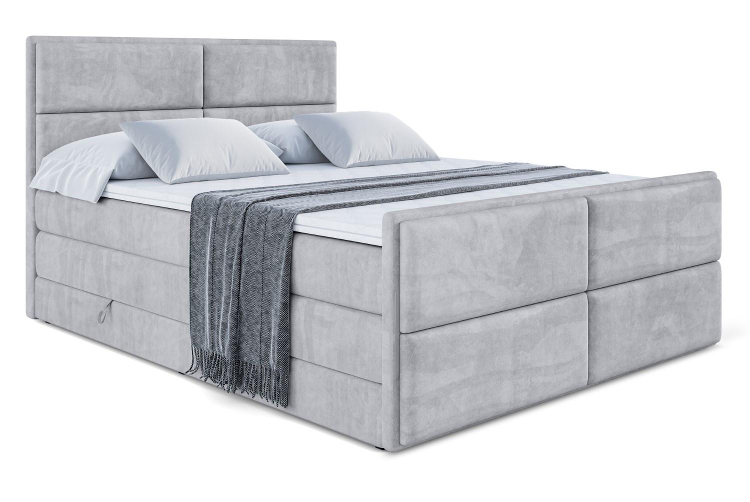 BOXSPRINGBETT AURA-Z KING - 120 x 200 - H3/H4 - Hellgrau - Hellgrau, Holzwerkstoff (120/200cm) - ALTDECOR