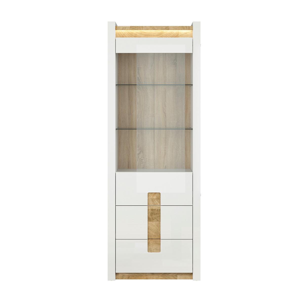 VITRINE Helios Weiß und Holz - Weiß, Holzwerkstoff (72/202/42cm) - Petits-meubles
