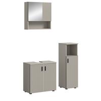BADMÖBEL-SET Kaschmir 3-teilig 105 cm, Badkombination in modernem Design - Kaschmir/Schwarz, Glas/Holzwerkstoff (105/180/30cm) - Inn.Furn