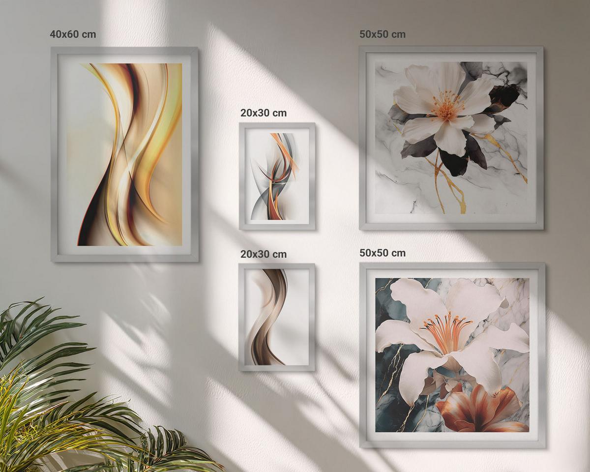 BILDER SET 5er Set - 50x50 cm & 20x30 cm & 40x60 cm Silberner Rahmen - Charmante Straßen und Pizza - Silberfarben, Kunststoff (40/60cm) - TULUP