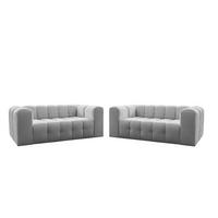SOFASET Solvie 2-2 In Moly - Hellgrau, Holzwerkstoff/Textil (200/75/106cm) - Fun Möbel