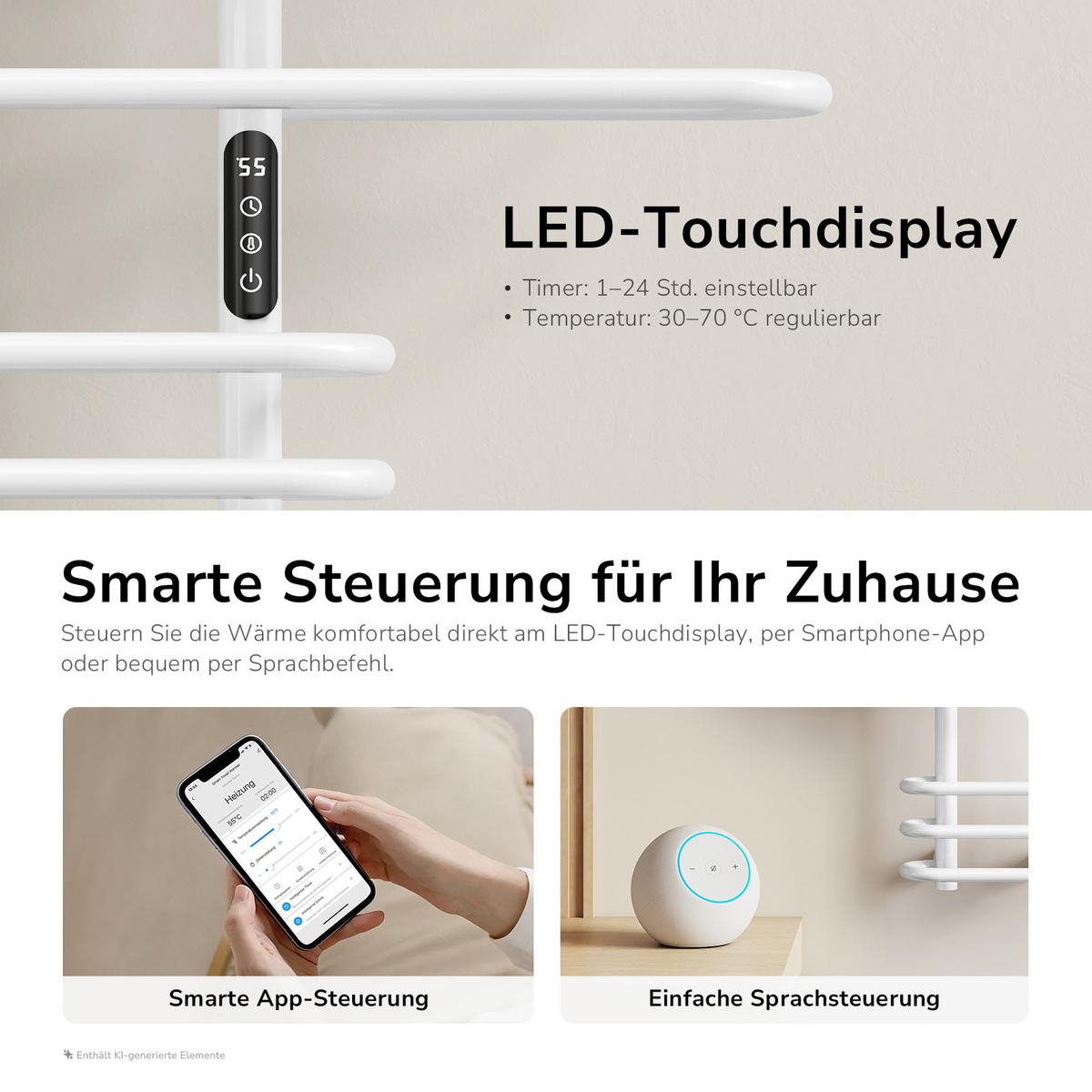 HEIZKÖRPER Elektrisch Weiß 70/66/16,5 cm - Weiß, Metall (66/66/16.5cm) - EMKE