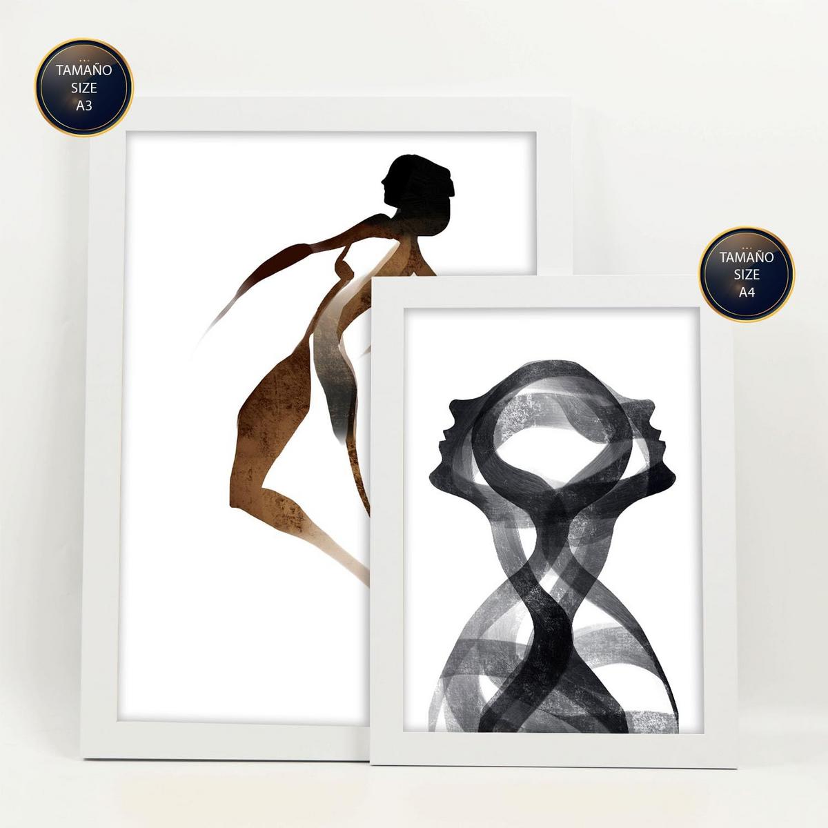 POSTER Set Mit 6 Körpertugend 2 In Liebhaber Abstrakt Ästhetische Dekorative Gemälde Für Ihr Wohnzimmer, Schlafzimmer, Zuhause A3 & A4 Weißer Rahmen - Weiß, Papier (29/3cm) - Nacnic