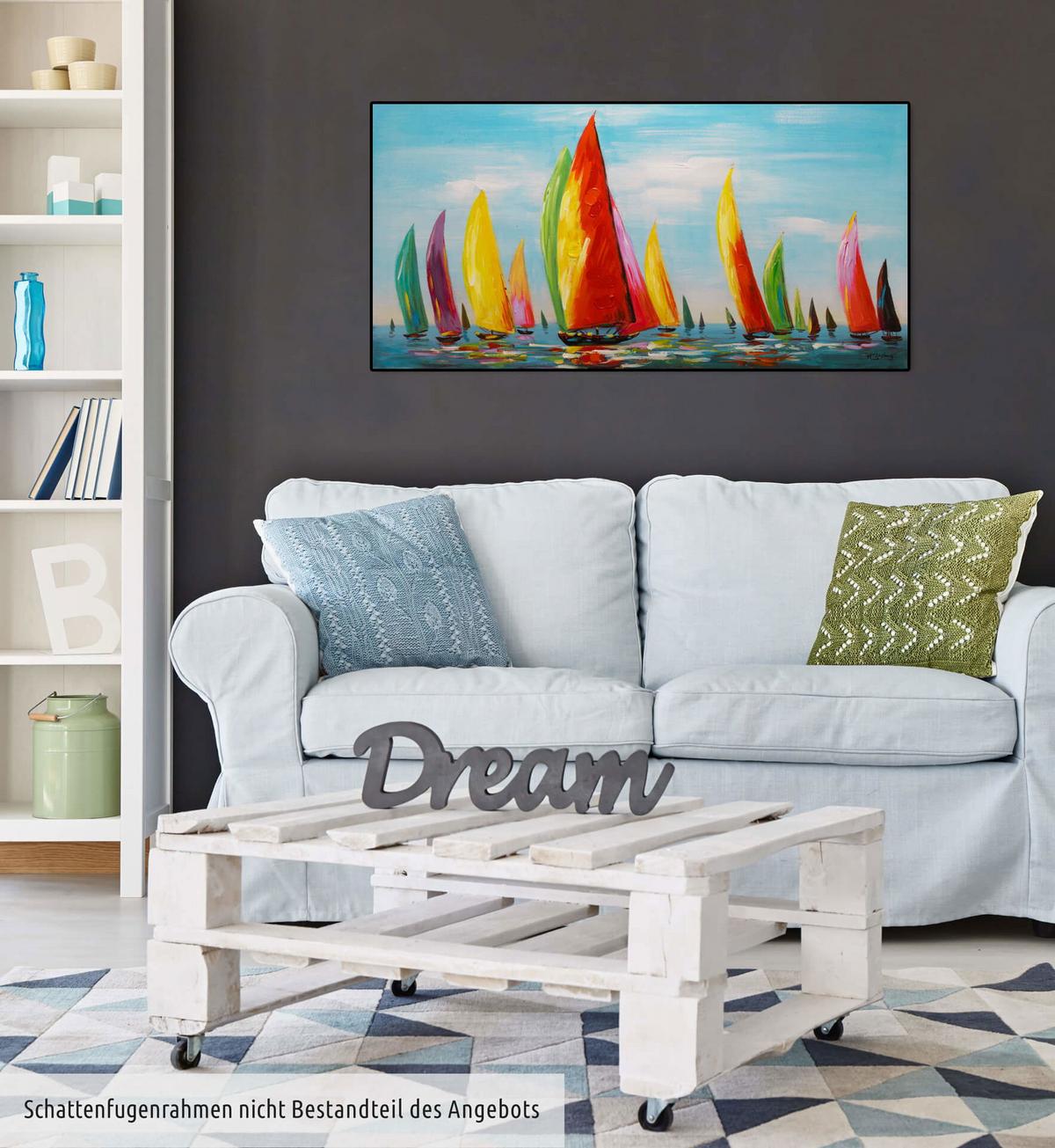 ÖLGEMÄLDE 120/60 cm - Blau, Holz/Textil (120/60cm) - KUNSTLOFT