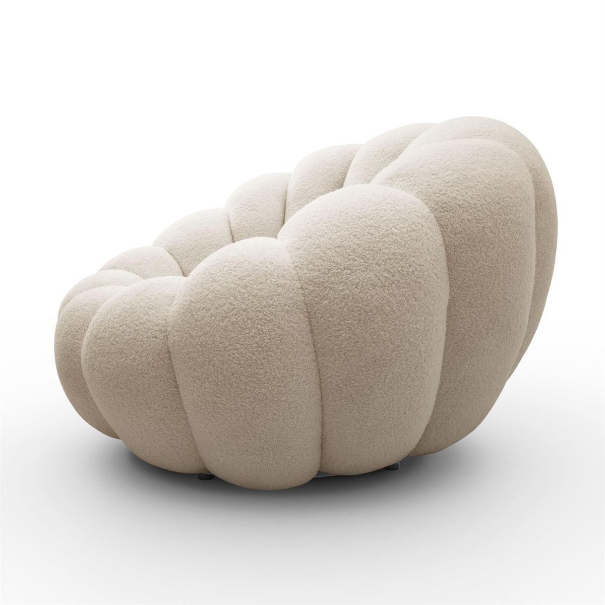 DREHSESSEL FLUFFY mit Fußstütze - Beige, Textil (95/60/95cm) - Lookway