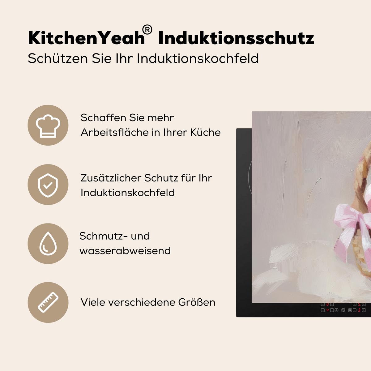 HERDABDECKPLATTE Korb - Eier - Rosa Ceranfeldabdeckung 76x51.5 cm - Beige, Kunststoff (76/51.5/0.2cm) - MuchoWow