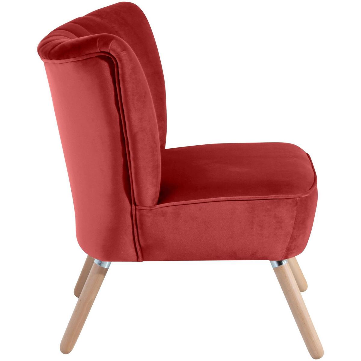 SESSEL Kadisha Bezug Samtvelours Buche natur / ziegel - Buchefarben/Kirschrot, Kunststoff (70/80/66cm) - 58aufmkessel