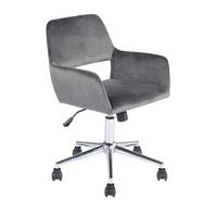 BÜROSTUHL aus Velour - Ross - Anthrazit, Metall (55/85/56cm) - Calicosy
