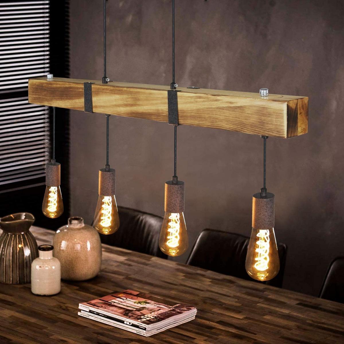 PENDELLEUCHTE Claudia 4-flammig 80/6/6 cm - Braun, Holzwerkstoff (80/6/6cm) - Nettlife