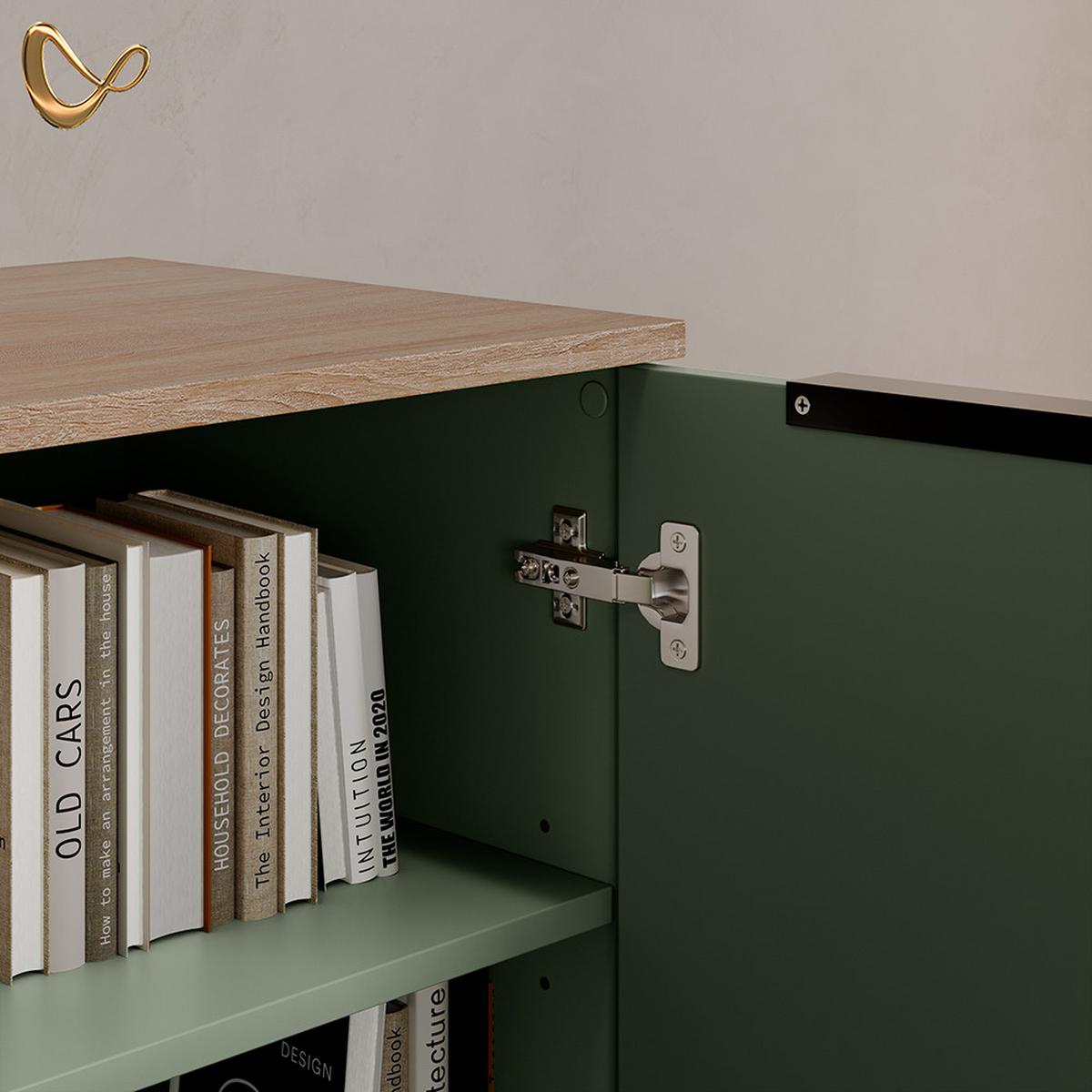 KOMMODE Piave Grün mit 2 Türen - Grün, Holzwerkstoff (80/50/40cm) - Livinity®