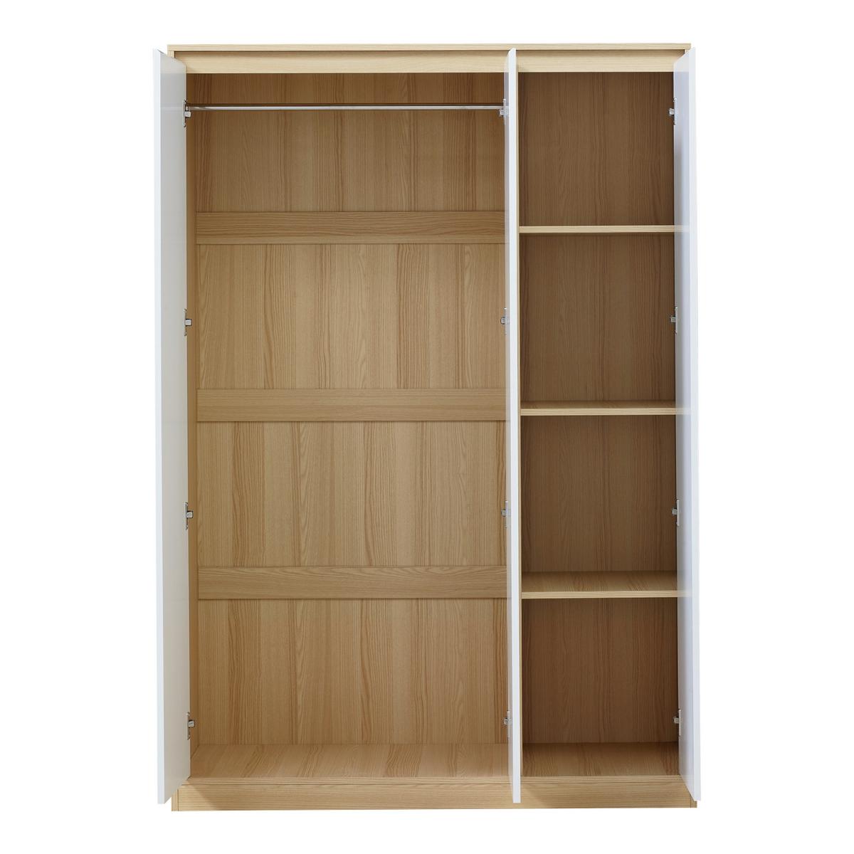 KLEIDERSCHRANK Bastheim - Eichefarben/Weiß, Holzwerkstoff (120/176/52cm) - [en.casa]