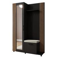 GARDEROBENSCHRANK ARMADIO 137/207/42 cm Modern Garderobe-Set Schwarz - Schwarz/Eiche Artisan, Holzwerkstoff (137/207/42cm) - MASSENO