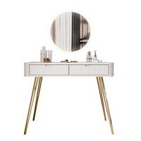 SCHMINKTISCH ZAIRA mit LED Spiegel Weiß - Weiß, Holzwerkstoff (103/80/49cm) - Lookway