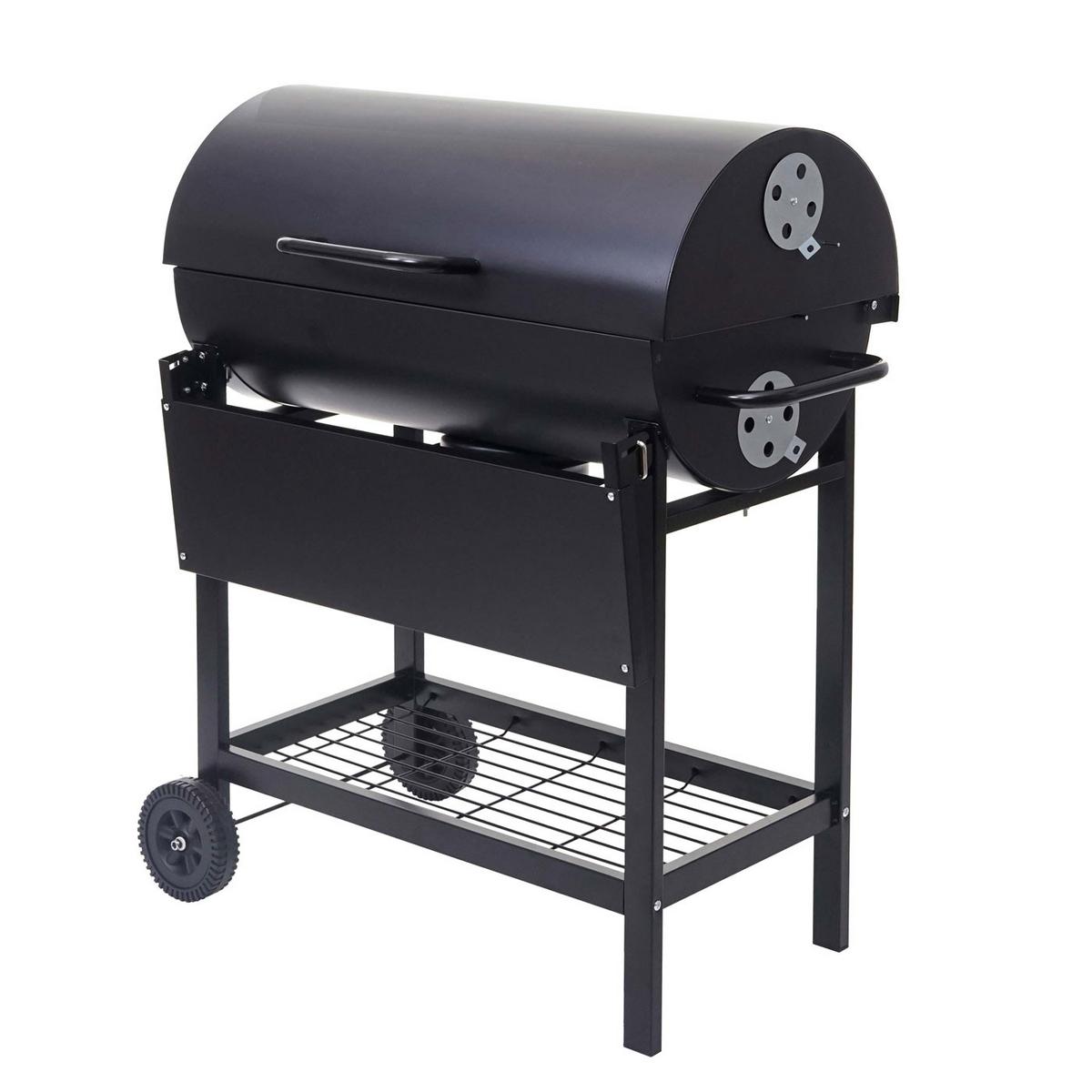 GRILLWAGEN MIT DECKEL UND ABLAGE Schwarz - Schwarz, Metall (93/103/70cm) - MCW