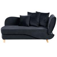 CHAISELONGUE-RECHTSSEITIGE mit Stauraum Samtstoff Schwarz Meri - Schwarz/Braun, Textil (155/76/69cm) - Beliani