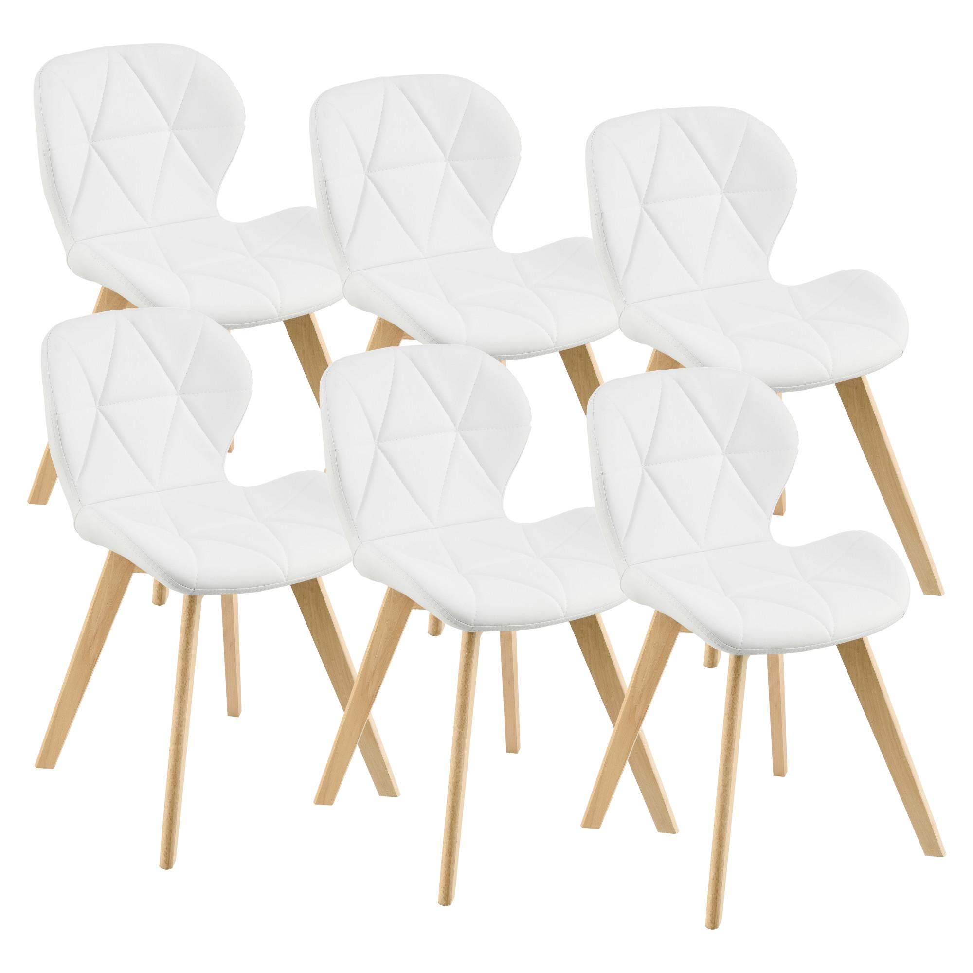 ESSZIMMERSTUHL-SET 6 TLG. Älmhult - Weiß, Leder (47/78/52cm) - [en.casa]