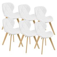 ESSZIMMERSTUHL-SET 6 TLG. Älmhult - Weiß, Leder (47/78/52cm) - [en.casa]