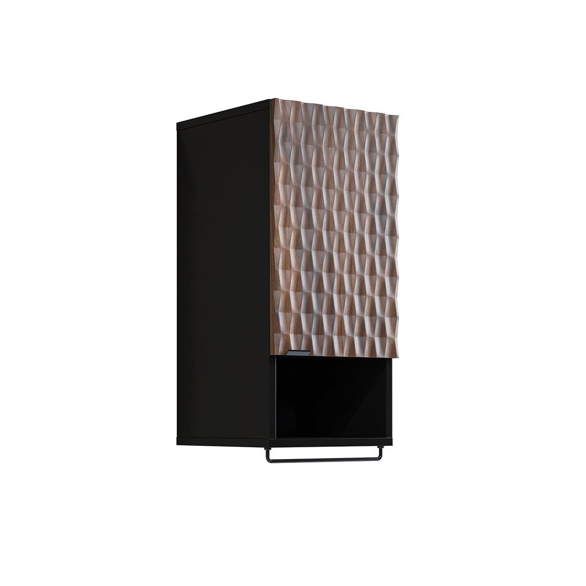 HÄNGESCHRANK 1 Tür Nevia Holz und Schwarz - Braun, Holzwerkstoff (33/81/35cm) - Petits-meubles
