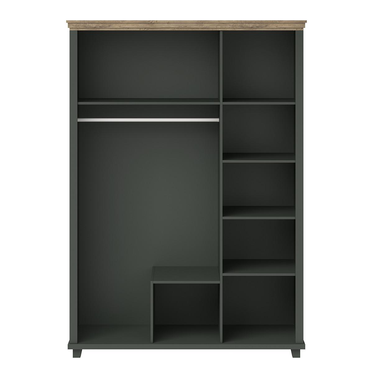 SCHRANK 3 Türen Martin Grün und Holz - Grün, Holzwerkstoff (154.1/216.1/61.7cm) - Petits-meubles