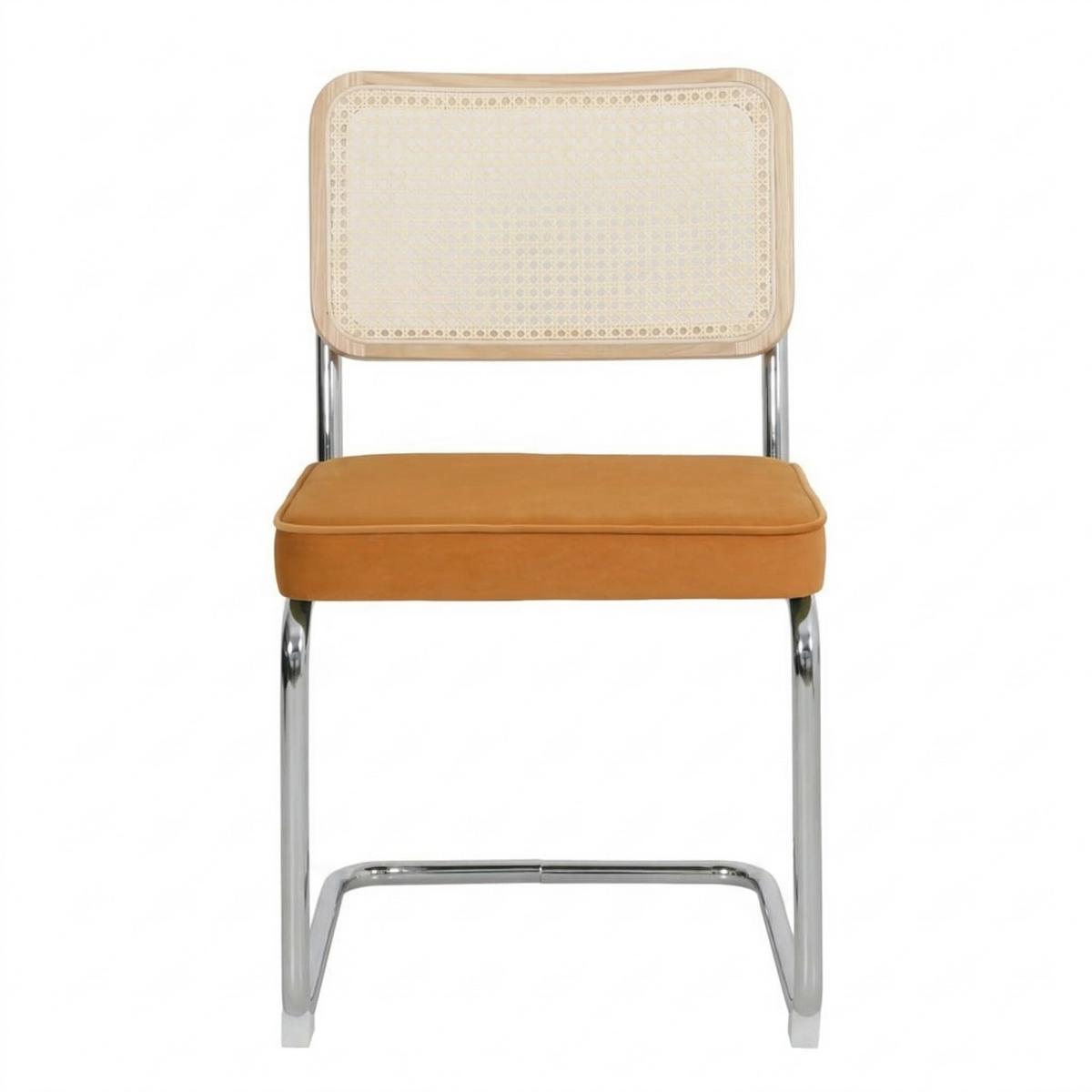 ESSZIMMERSTUHL 2er set stoff rattan verchromtes gestell freischwinger - Orange, Textil (53/84.6/46.4cm) - Urban Meuble