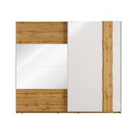 SCHWEBETÜRENSCHRANK OSVIN 250/218,1/66cm 2-türig mit Spiegel Eiche Wotan - Eiche Wotan/Weiß, Holzwerkstoff (250/218.1/66cm) - MASSENO