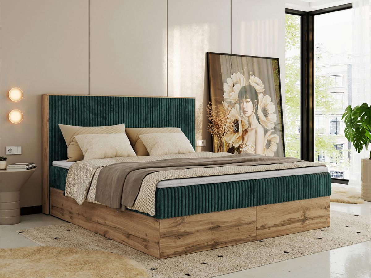 BOXBETT WOOD CLASSIC 140/200 - Dunkelgrün Cord - H4 - Dunkelgrün, Textil (140/200cm) - MKS