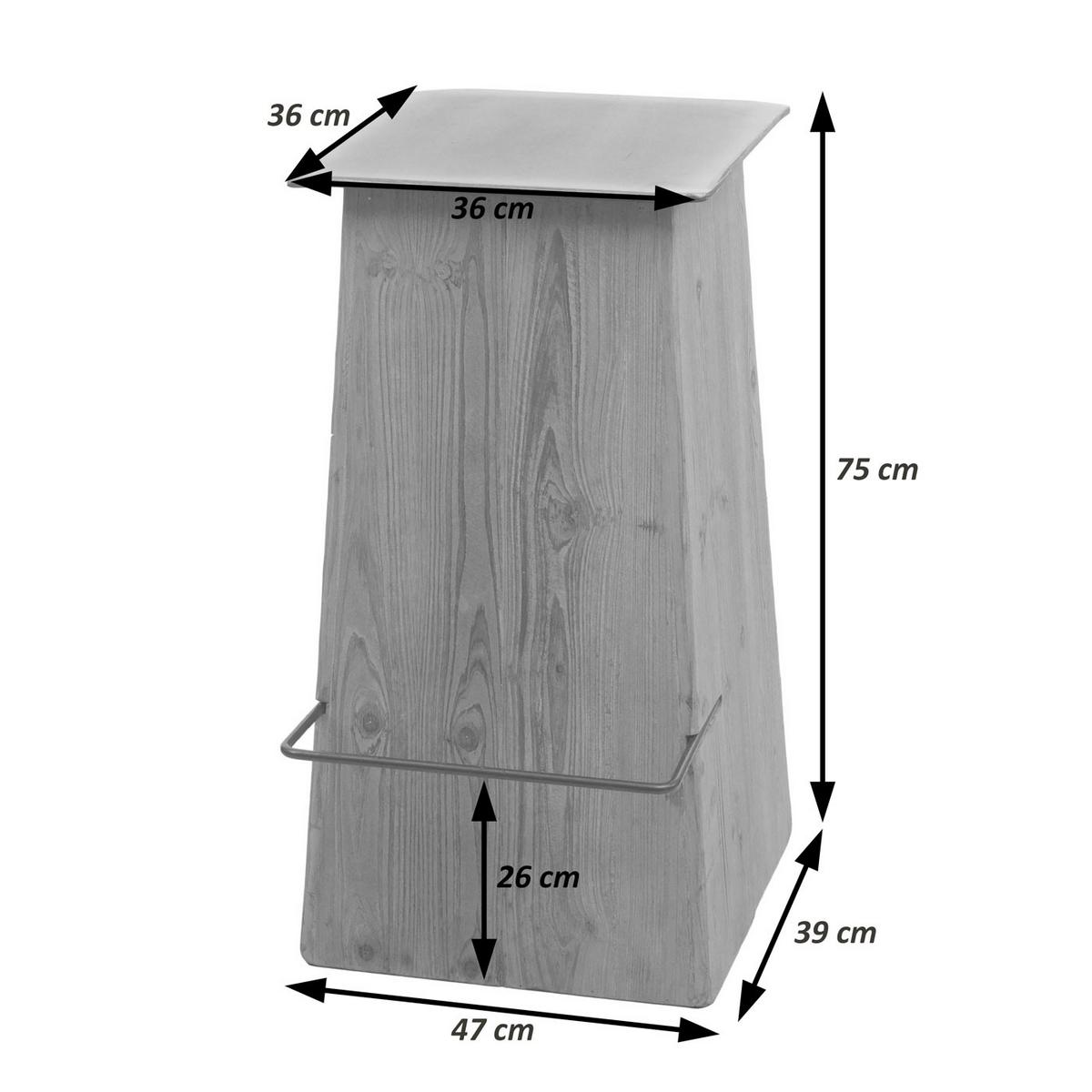 BARHOCKER Braun, Grau - Braun/Grau, Holz (47/75/39cm) - MCW
