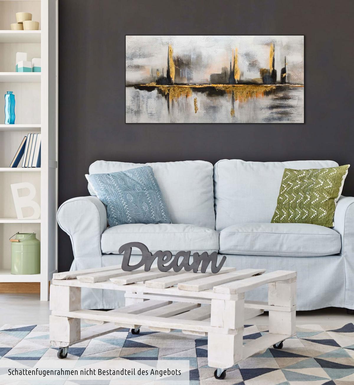 ÖLGEMÄLDE 120/60 cm - Goldfarben/Grau, Holz/Textil (120/60cm) - KUNSTLOFT