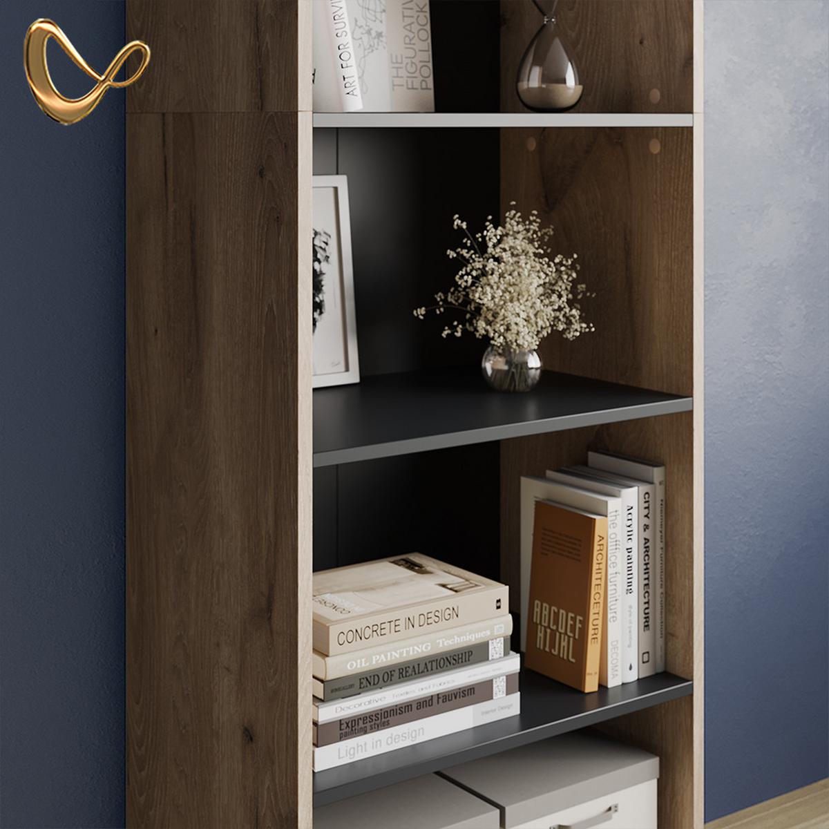 BÜCHERREGAL Aterno Viking Oak mit 5 Fächern - Eichefarben, Holzwerkstoff (60/180/40cm) - Livinity®