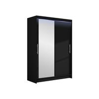 KLEIDERSCHRANK Miami VI, mit RGB LED Beleuchtung - Silberfarben/Schwarz, Holzwerkstoff/Kunststoff (120/200/58cm) - MIRJAN24