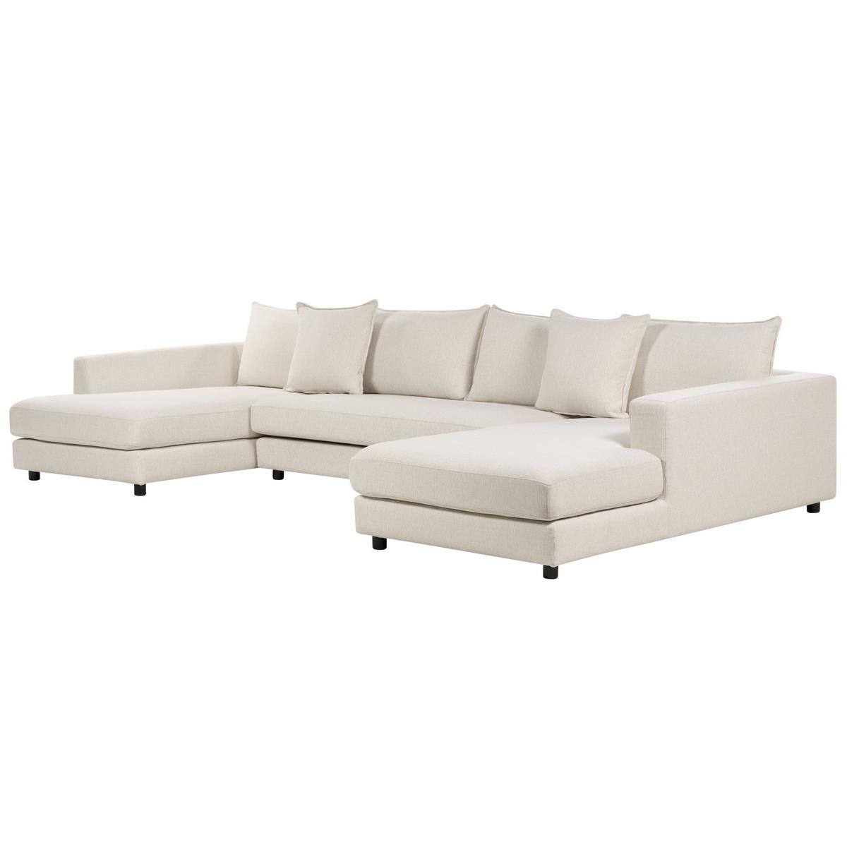5-SITZER WOHNLANDSCHAFT U-förmig hellbeige Lilviken - Creme/Schwarz, Textil (359/57/194cm) - Beliani