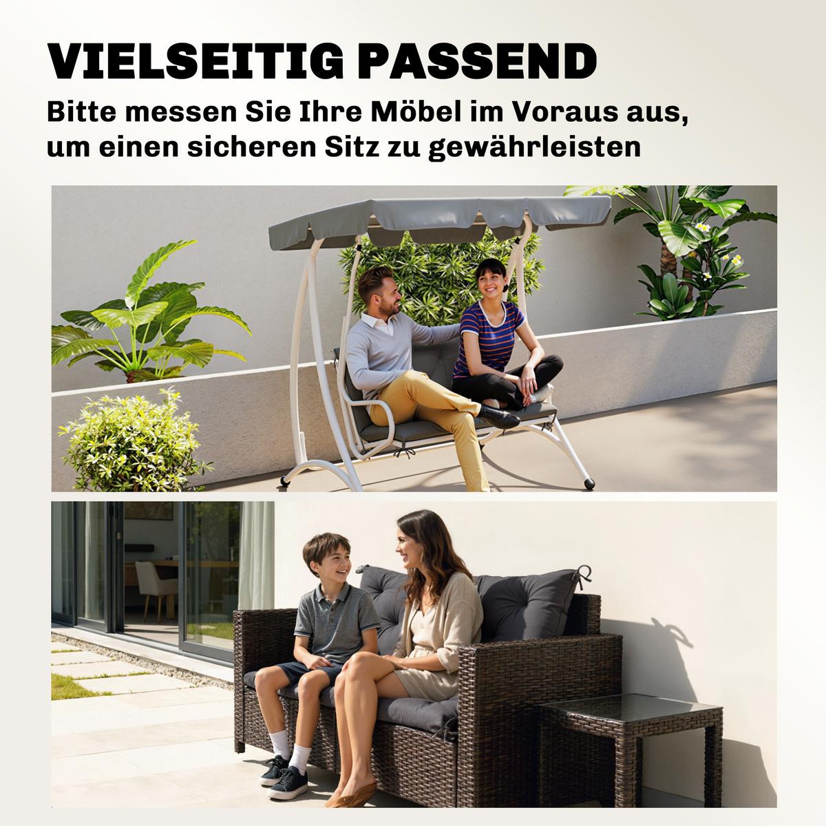BANKAUFLAGE Sitzkissen Rückenkissen Polster Auflage für Sitzbank 100x98x8 cm - Dunkelgrau, Textil (100/8/98cm) - Outsunny