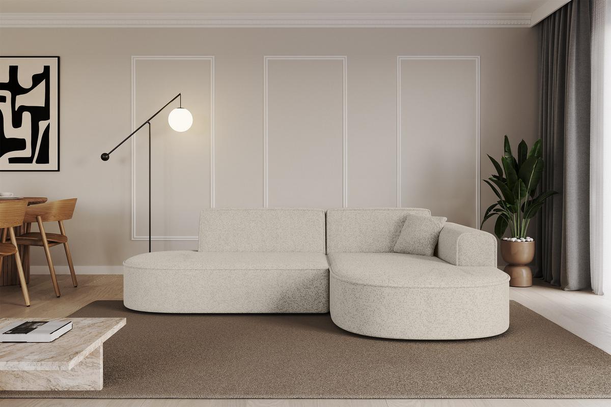 ECKSOFA Ottomane Rechts MARI-L1 - 243x171x79 cm Beige Tissu - Beige/Schwarz, Holzwerkstoff/Kunststoff (171/243cm) - ALTDECOR