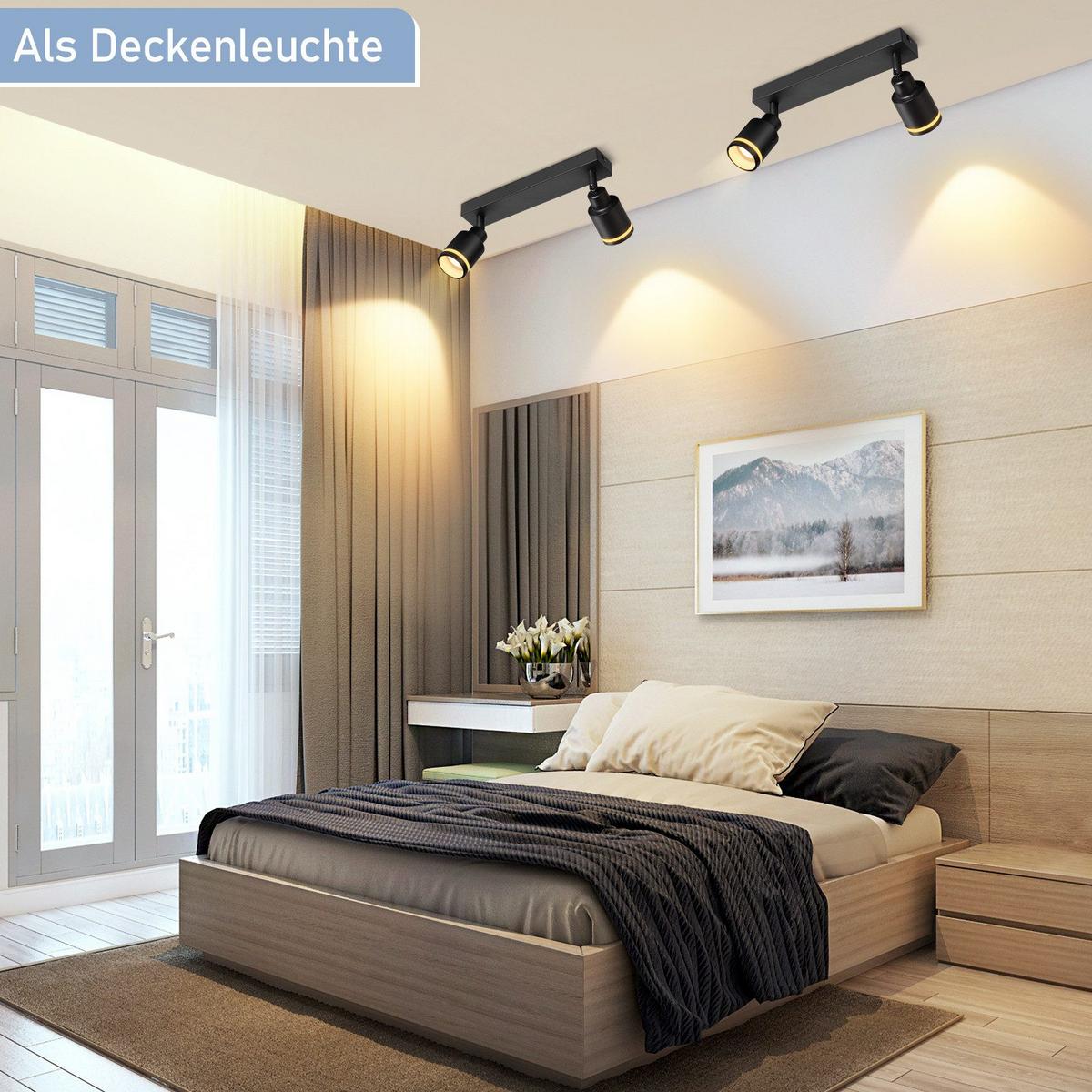 DECKENSTRAHLER Saarbrücken 2-flammig 30/5/15.7 cm - Schwarz, Metall (30/5/15.7cm) - Nettlife