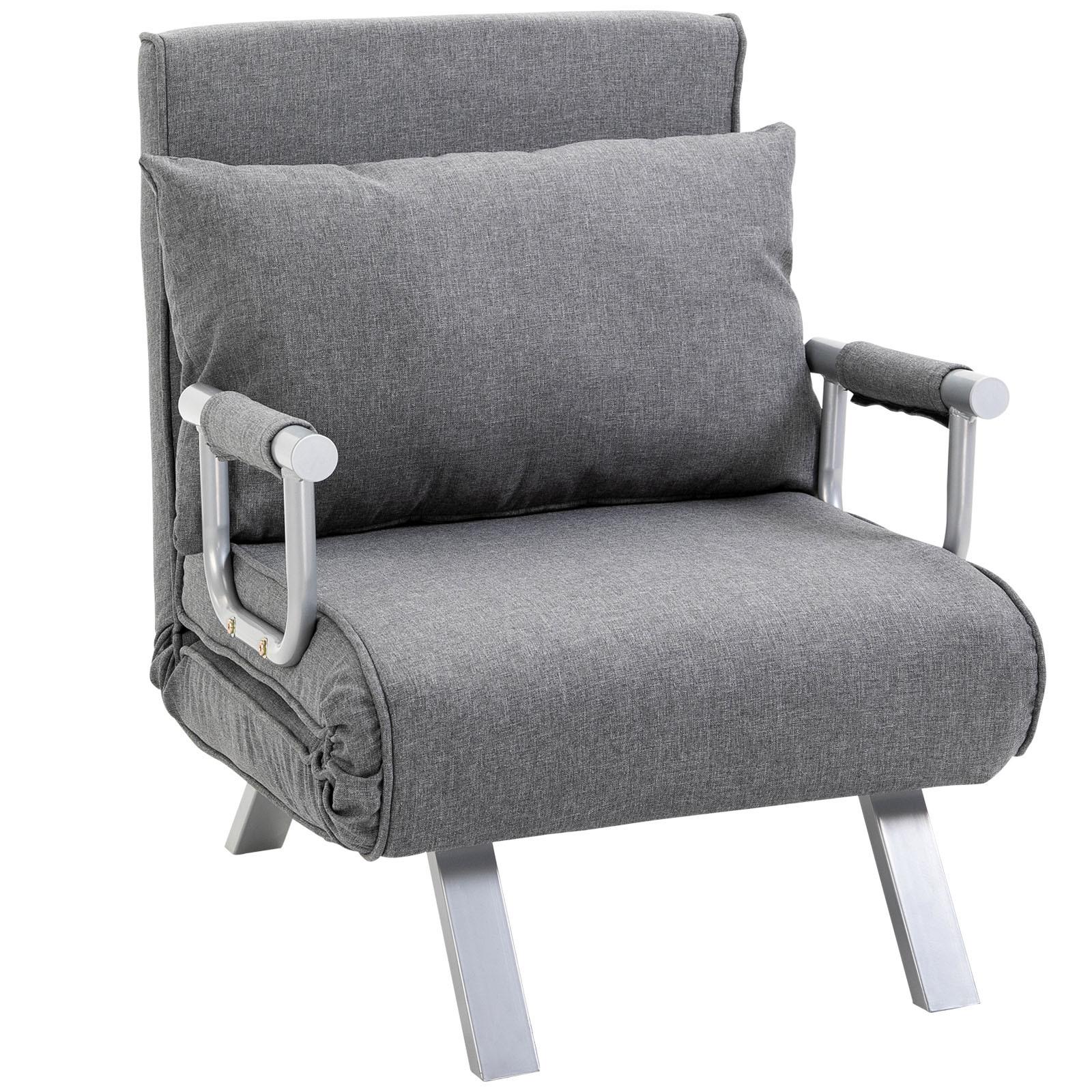SCHLAFSESSEL 3-IN-1 mit Kissen grau - Hellgrau, Kunststoff (69/80/65cm) - HOMCOM