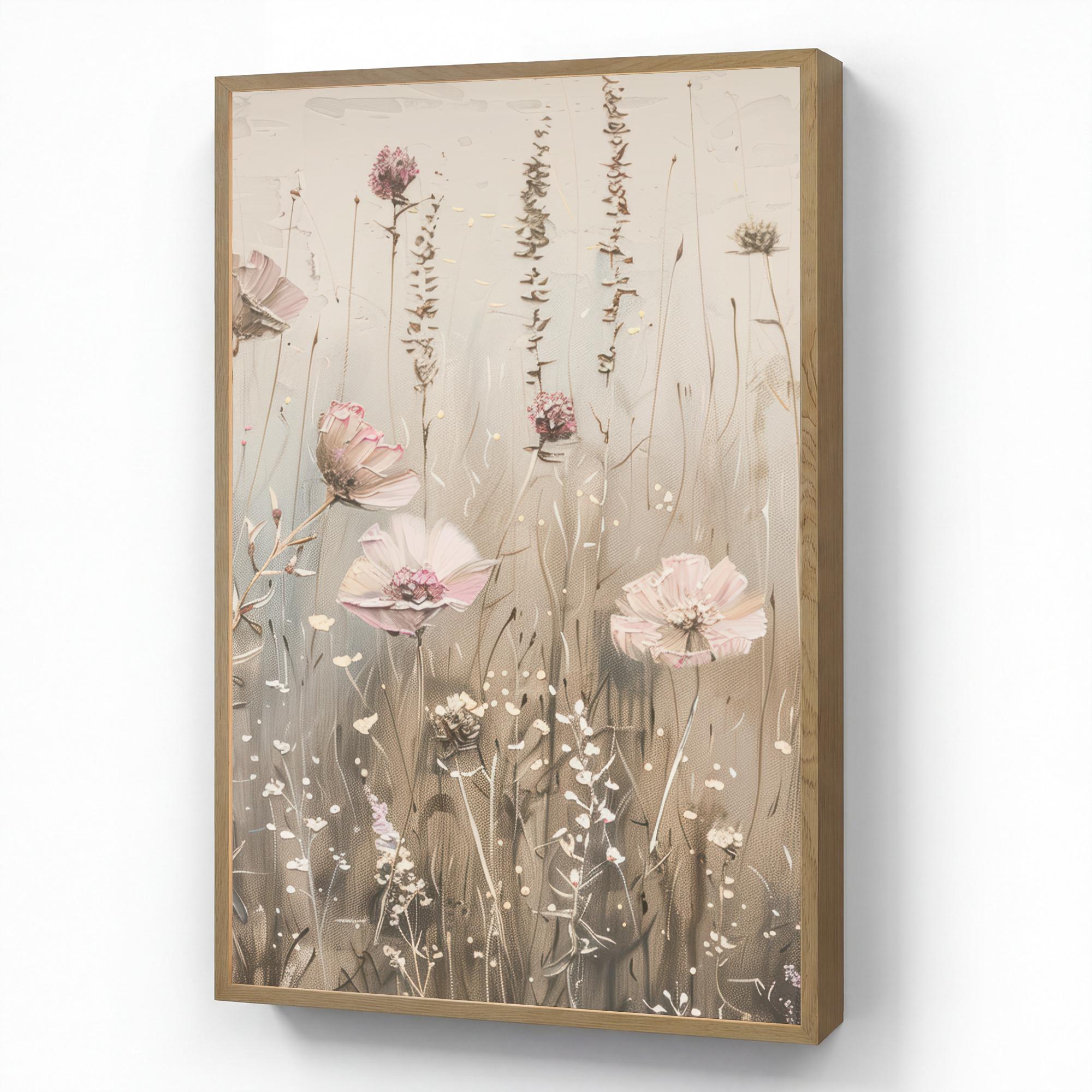 WANDLEUCHTE MIT AKKU Blumen - Rosa - Modern - Beige 70x100 cm - Altrosa, Holzwerkstoff (70/100/8cm) - OnlyWow