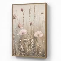 WANDLEUCHTE MIT AKKU Blumen - Rosa - Modern - Beige 70x100 cm - Altrosa, Holzwerkstoff (70/100/8cm) - OnlyWow