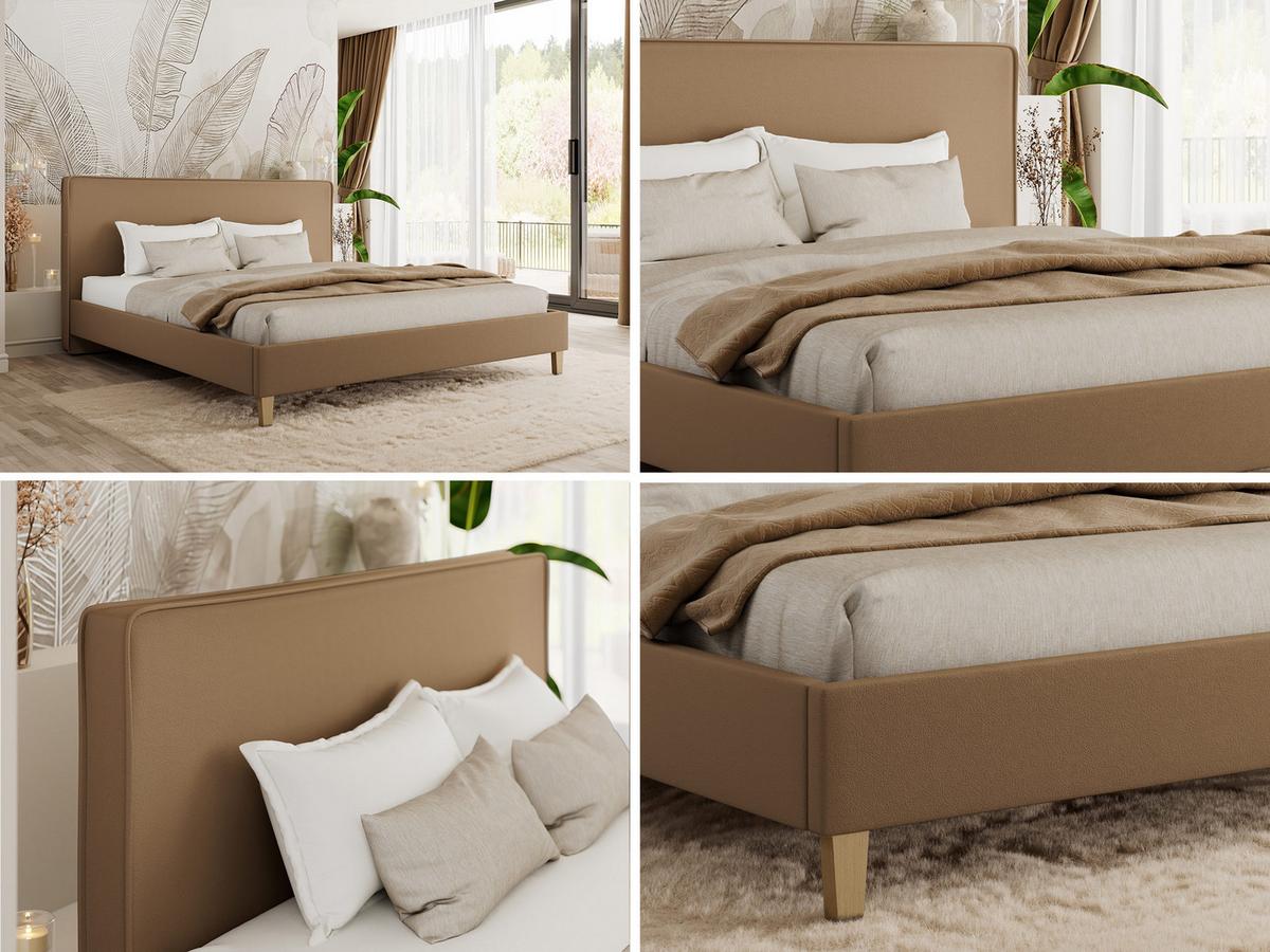 POLSTERBETT LUMARO CLASSIC 140/200 - Braun Kunstleder - Matratze Multipocket - Braun/Kernbuche, Holz/Textil (140/200cm) - MKS