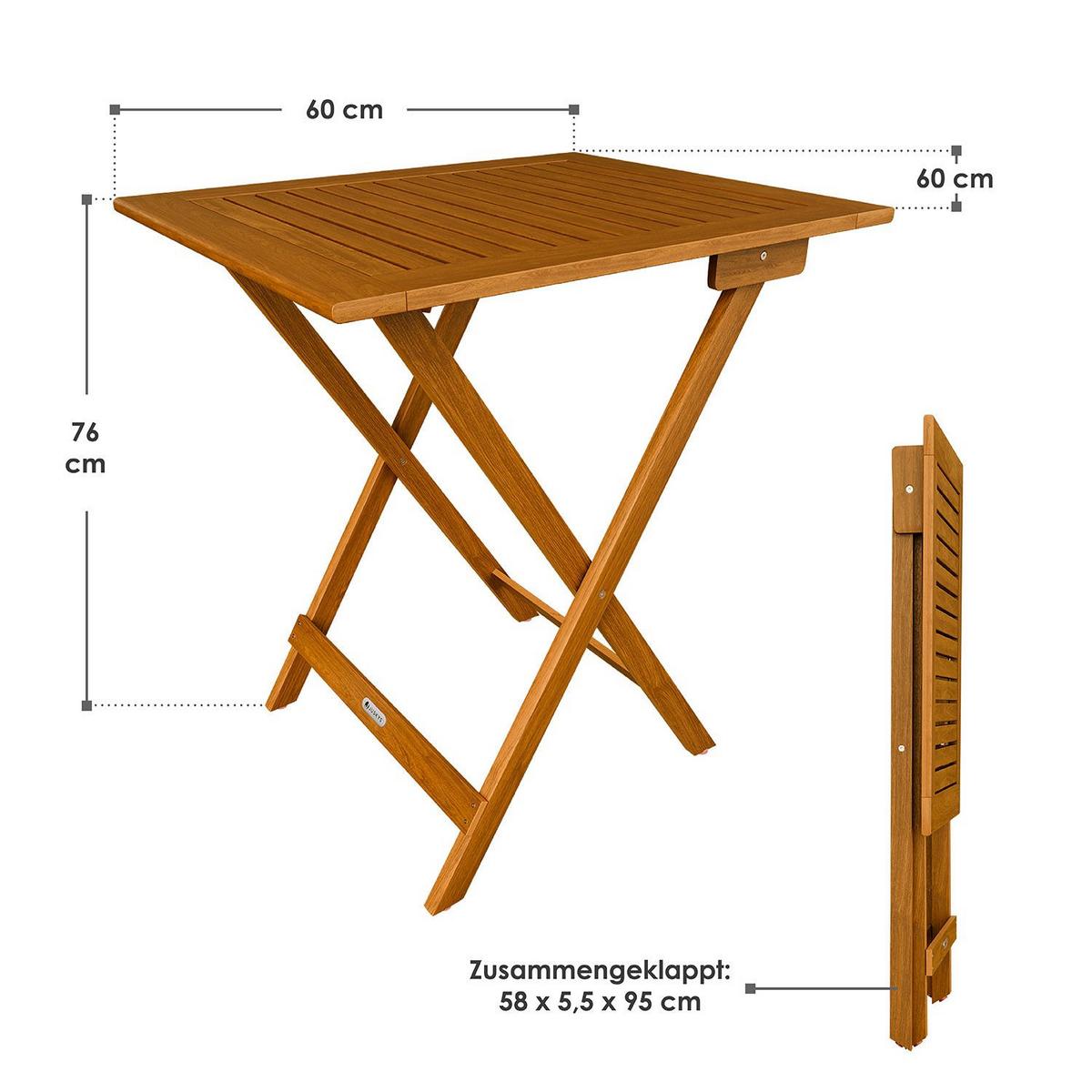 GARTENBEISTELLTISCH Zadar natur 60x58x76 cm - Naturfarben, Holz (60/58/76cm) - Juskys