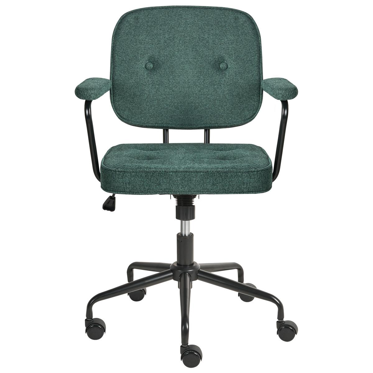 SCHREIBTISCHSTUHL Stoff Dunkelgrün Pawnee - Schwarz/Grün, Textil (64/88/64cm) - Beliani