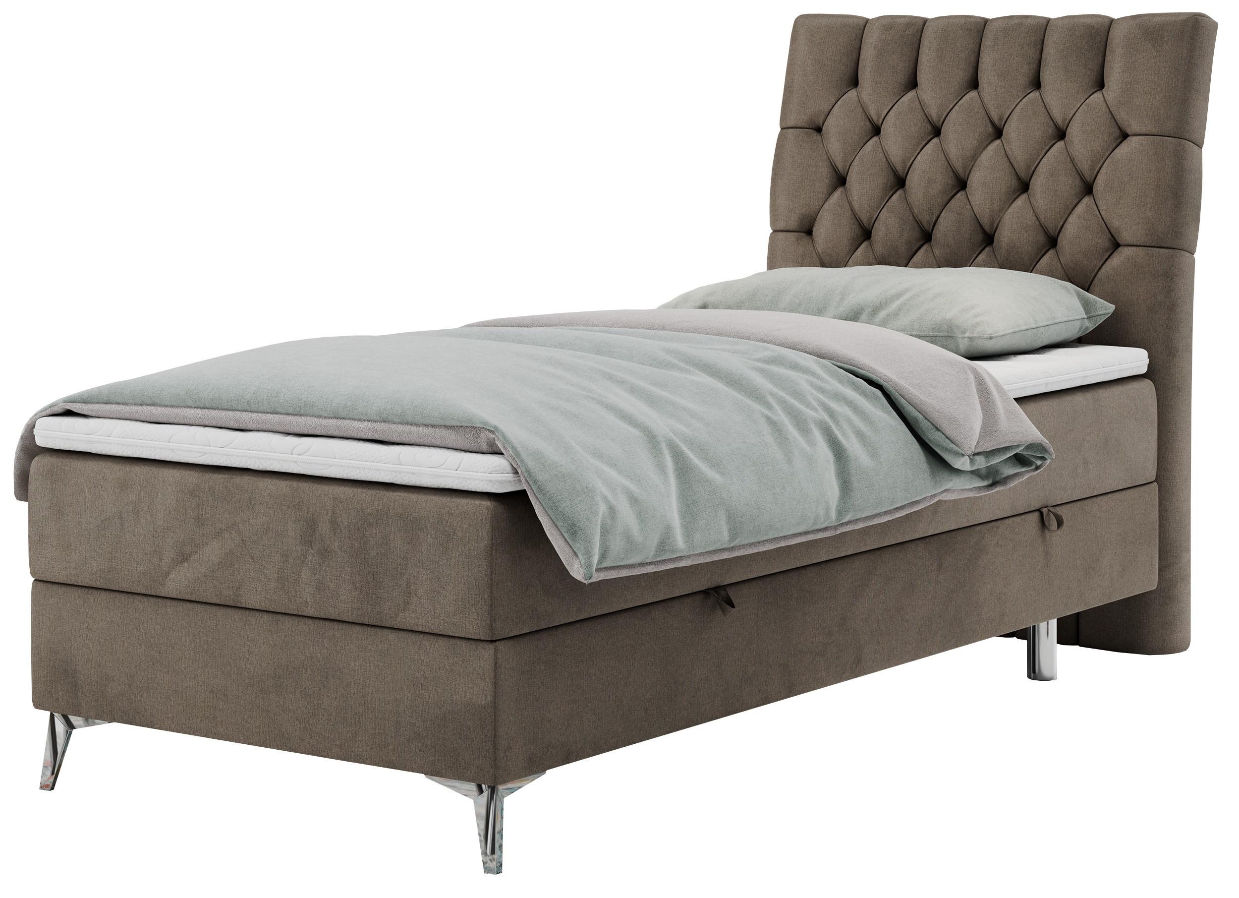 BOXBETT MILEN 90/200 Braun Velvet - H4 - Rechts Seite - Braun, Holz/Textil (90/200cm) - MKS