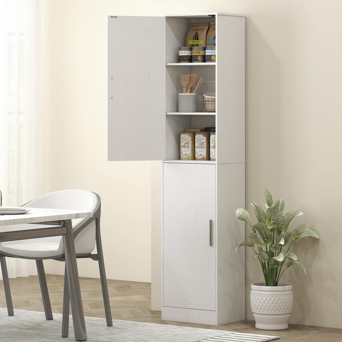 BADEZIMMERSCHRANK Badschrank Hochschrank schmal mit 2 Türen Verstellbare Regale - Weiß, Karton (35/180/40cm) - HOMCOM
